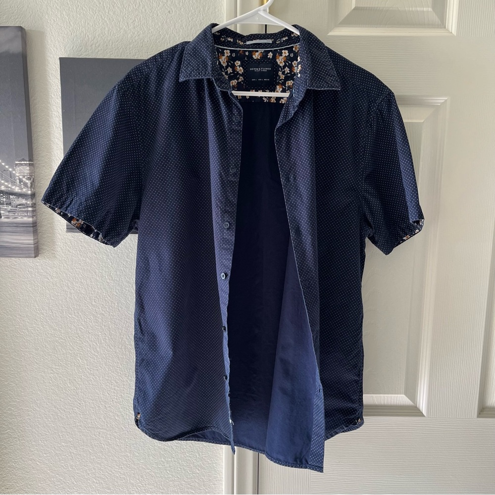 Denim & Flower Dark Blue Casual Button Down Shirt